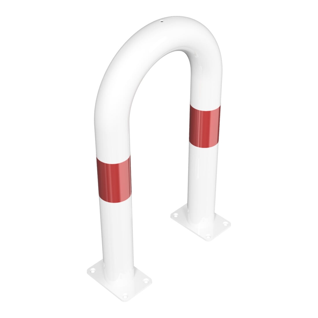 Schake Schutzbügel Ø76 mm, Breite 400 mm, Höhe über Flur 650mm, zum Aufdübeln, weiss rot