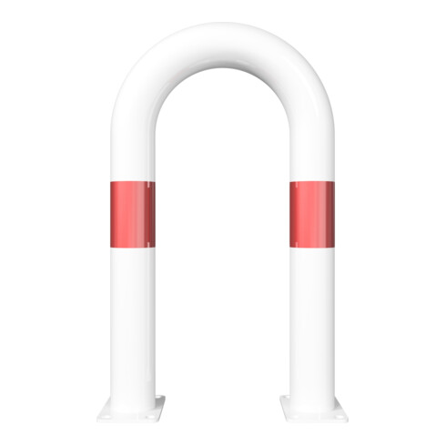 Schake Schutzbügel Ø76 mm, Breite 400 mm, Höhe über Flur 650mm, zum Aufdübeln, weiss rot