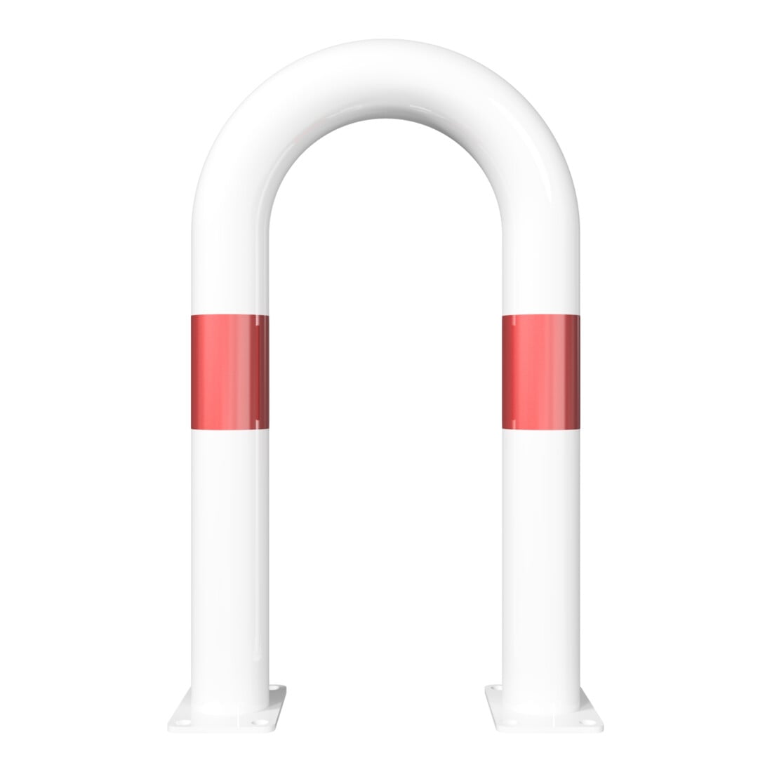 Schake Schutzbügel Ø76 mm, Breite 400 mm, Höhe über Flur 650mm, zum Aufdübeln, weiss rot
