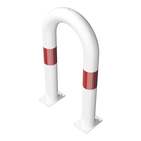 Schake Schutzbügel Ø76 mm, Breite 400 mm, Höhe über Flur 650mm, zum Aufdübeln, weiss rot