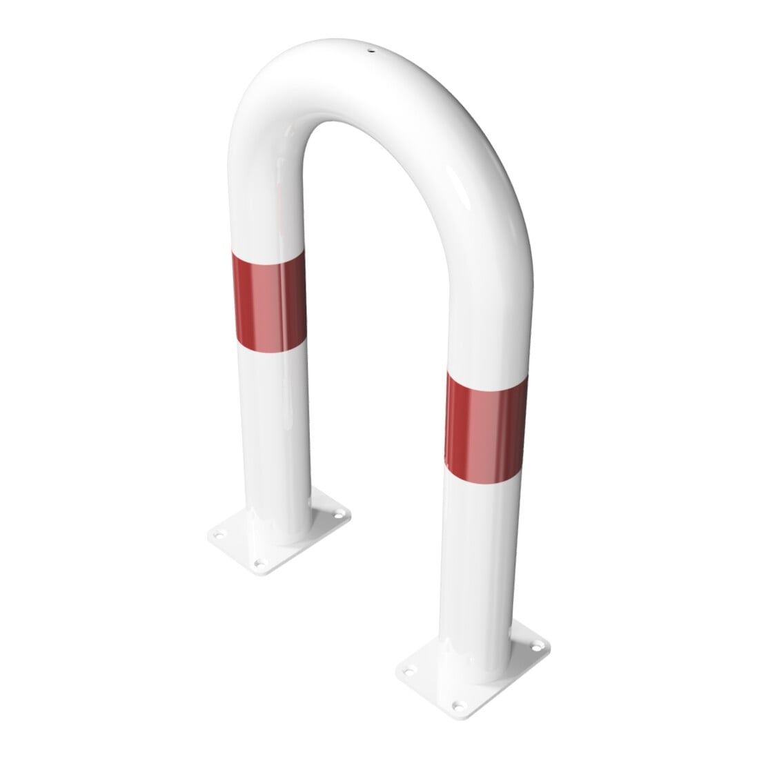 Schake Schutzbügel Ø76 mm, Breite 400 mm, Höhe über Flur 650mm, zum Aufdübeln, weiss rot