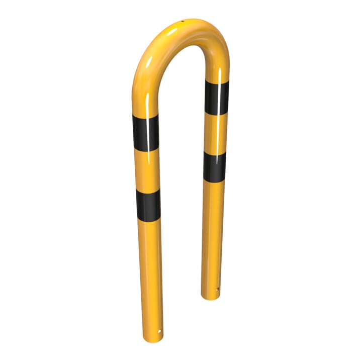 Schake Schutzbügel Ø76 mm, Breite 400 mm, Höhe über Flur 650mm, zum Einbetonieren, gelb / schwarz