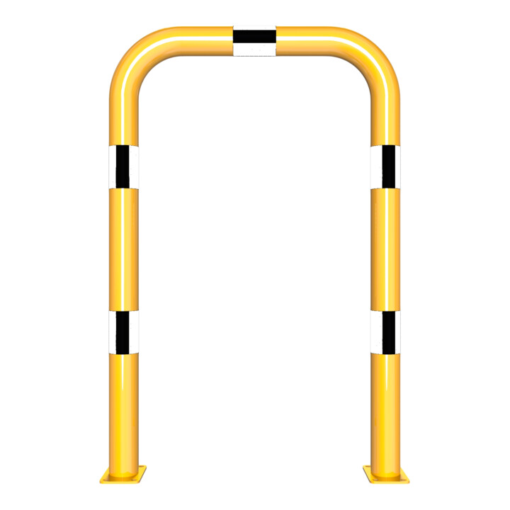 Schake Schutzbügel Ø76 mm, Breite 750 mm, Höhe über Flur 1150mm, gelb / schwarz, zum Aufdübeln