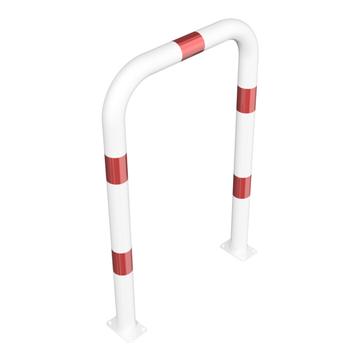 Schake Schutzbügel Ø76 mm, Breite 750 mm, Höhe über Flur 1150mm, weiss / rot, zum Aufdübeln