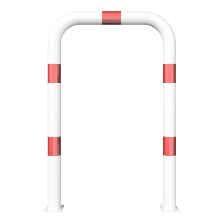 Schake Schutzbügel Ø76 mm, Breite 750 mm, Höhe über Flur 1150mm, weiss / rot, zum Aufdübeln