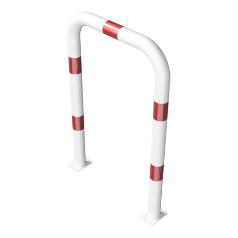 Schake Schutzbügel Ø76 mm, Breite 750 mm, Höhe über Flur 1150mm, weiss / rot, zum Aufdübeln