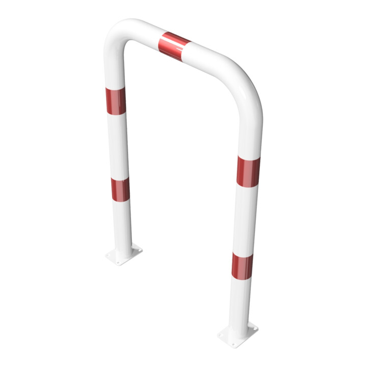 Schake Schutzbügel Ø76 mm, Breite 750 mm, Höhe über Flur 1150mm, weiss / rot, zum Aufdübeln