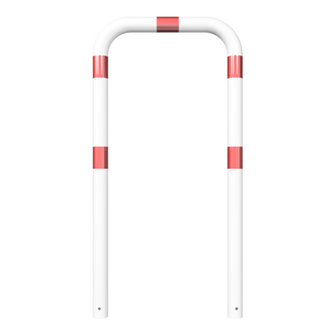 Schake Schutzbügel Ø76 mm, Breite 750 mm, Höhe über Flur 1150mm, zum Einbetonieren, weiß / rot