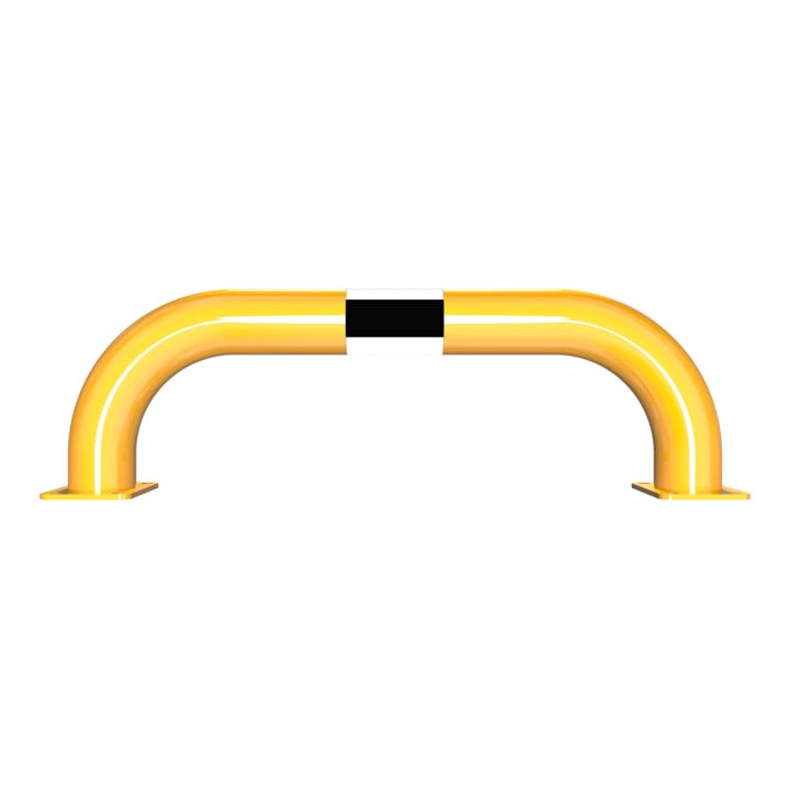 Schake Schutzbügel Ø76 mm, Breite 750 mm, Höhe über Flur 250mm, gelb / schwarz, zum Aufdübeln