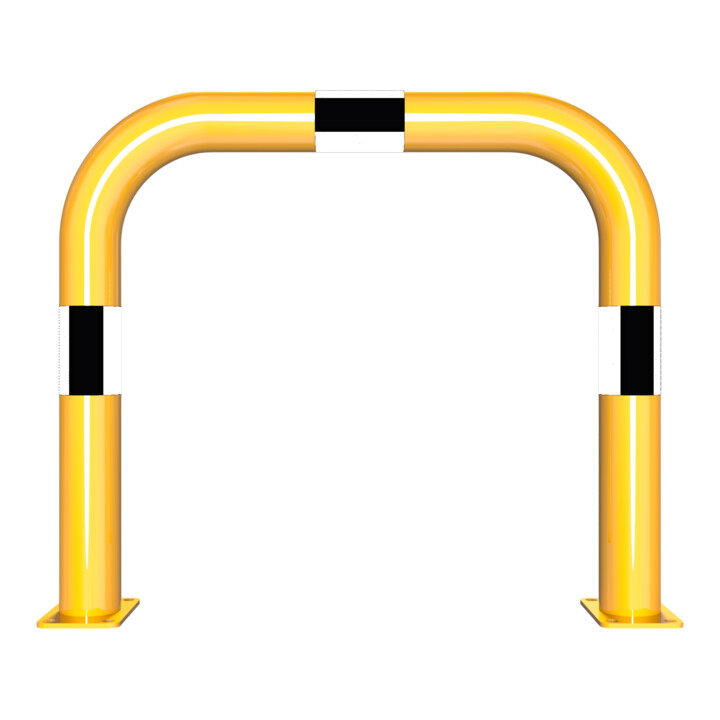 Schake Schutzbügel Ø76 mm, Breite 750 mm, Höhe über Flur 650mm, gelb / schwarz, zum Aufdübeln