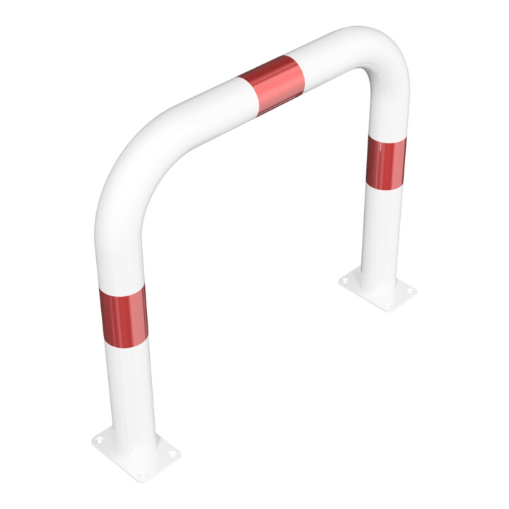 Schake Schutzbügel Ø76 mm, Breite 750 mm, Höhe über Flur 650mm, weiss / rot, zum Aufdübeln