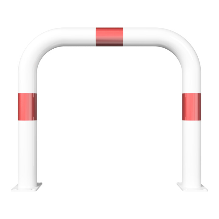 Schake Schutzbügel Ø76 mm, Breite 750 mm, Höhe über Flur 650mm, weiss / rot, zum Aufdübeln