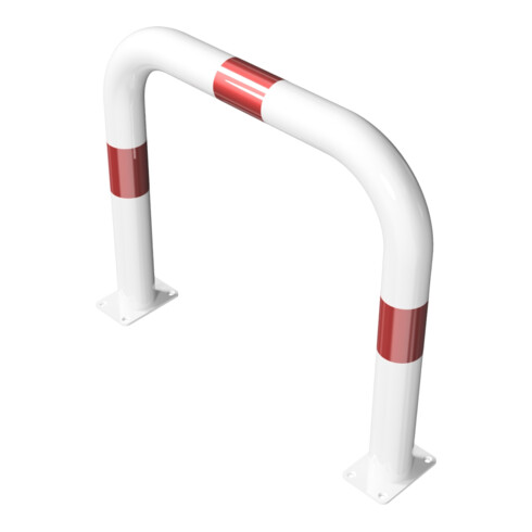 Schake Schutzbügel Ø76 mm, Breite 750 mm, Höhe über Flur 650mm, weiss / rot, zum Aufdübeln