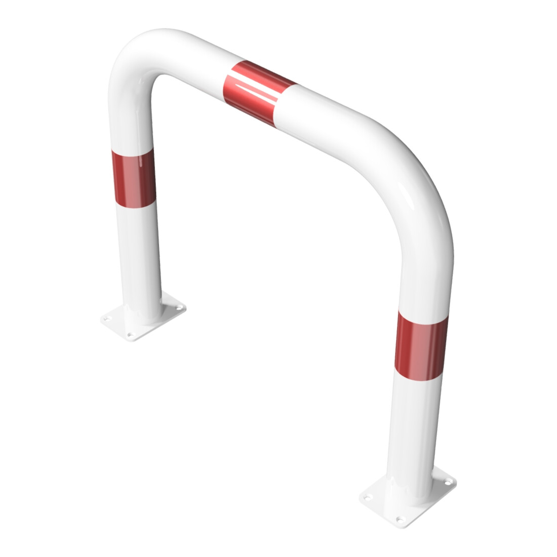 Schake Schutzbügel Ø76 mm, Breite 750 mm, Höhe über Flur 650mm, weiss / rot, zum Aufdübeln