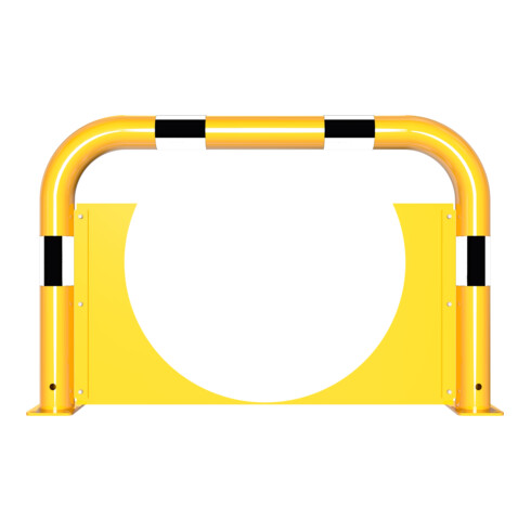 Schake Schutzbügel + Unterfahrschutz Ø76 mm, Breite 1000 mm, Höhe über Flur 650mm, gelb / schwarz, zum Aufdübeln
