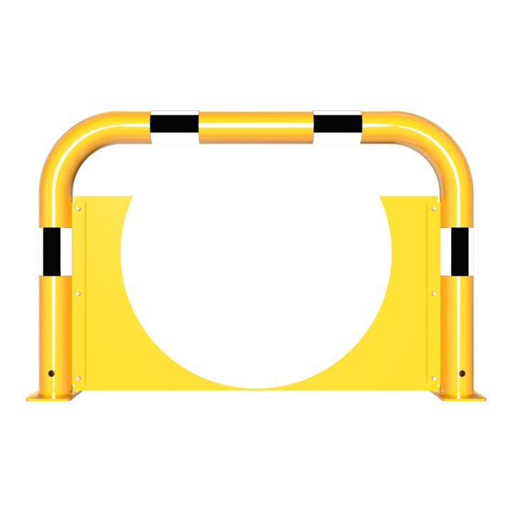 Schake Schutzbügel + Unterfahrschutz Ø76 mm, Breite 1000 mm, Höhe über Flur 650mm, gelb / schwarz, zum Aufdübeln