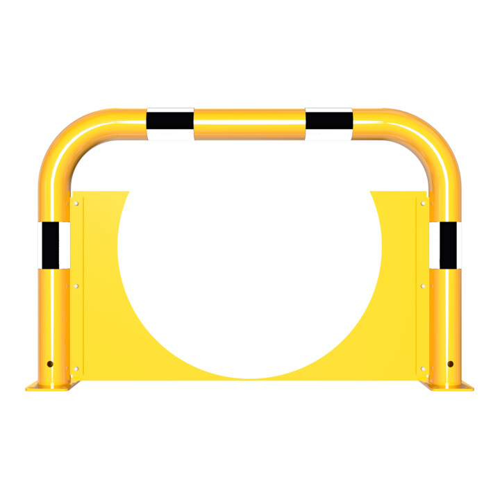 Schake Schutzbügel + Unterfahrschutz Ø76 mm, Breite 1000 mm, Höhe über Flur 650mm, gelb / schwarz, zum Aufdübeln