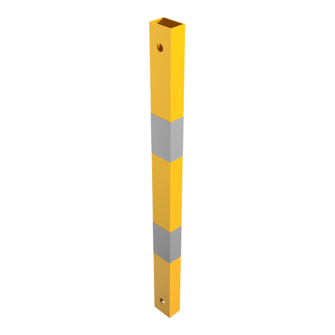 Schake Schutzgeländer Querholm Stahlrohr 60 x 40 mm inkl. Befestigungsschrauben M16x60, + schwarzen Warnstreifen Länge: 800 mm
