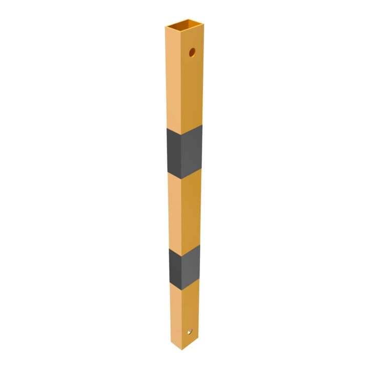 Schake Schutzgeländer Querholm Stahlrohr 60 x 40 mm inkl. Befestigungsschrauben M16x60, + schwarzen Warnstreifen Länge: 800 mm