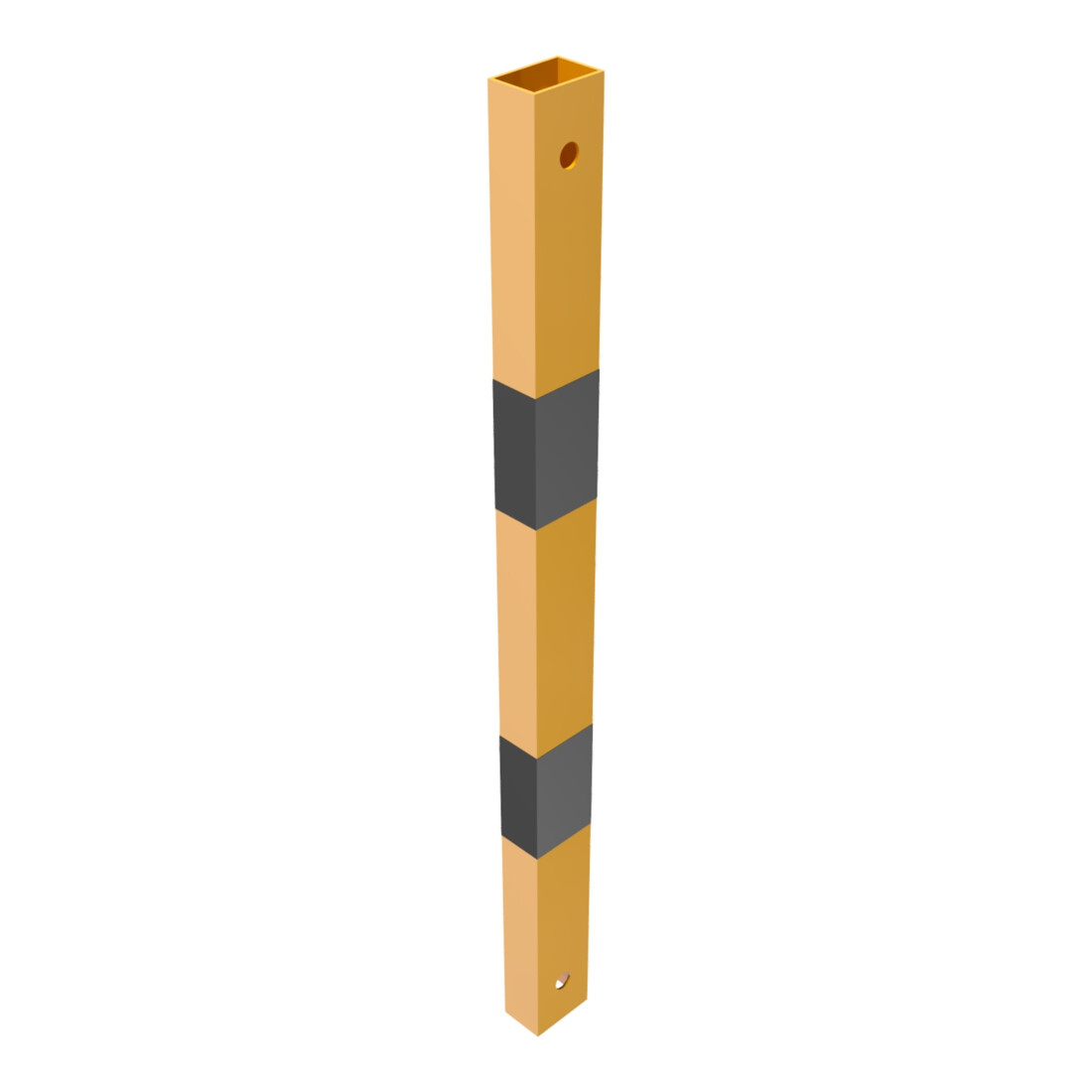 Schake Schutzgeländer Querholm Stahlrohr 60 x 40 mm inkl. Befestigungsschrauben M16x60, + schwarzen Warnstreifen Länge: 800 mm