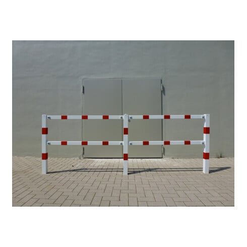 Schake Schutzgeländer Querholm Stahlrohr 60 x 40 mm inkl. Befestigungsschrauben M16x60, weiß / rot Länge: 800 mm