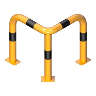 Schake Schutzwinkel 90°, Ø76 mm, 350 mm x 350 mm, Höhe über Flur 650mm, gelb / schwarz