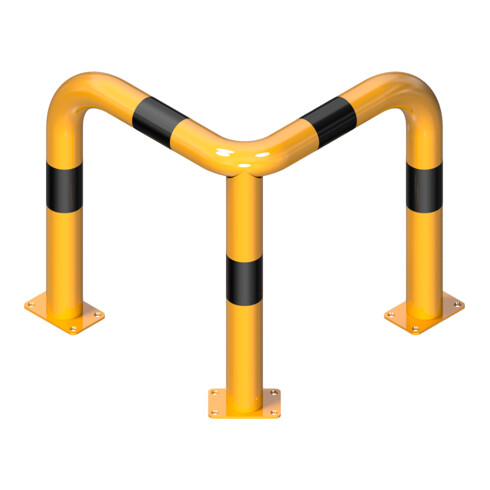 Schake Schutzwinkel 90°, Ø76 mm, 350 mm x 350 mm, Höhe über Flur 650mm, zum Einbetonieren, gelb / schwarz