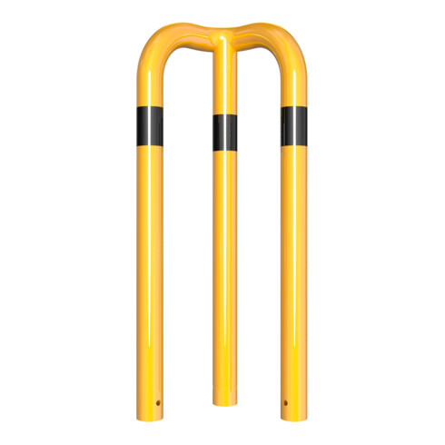 Schake Schutzwinkel 90°, Ø76 mm, 350 mm x 350 mm, Höhe über Flur 650mm, zum Einbetonieren, gelb / schwarz