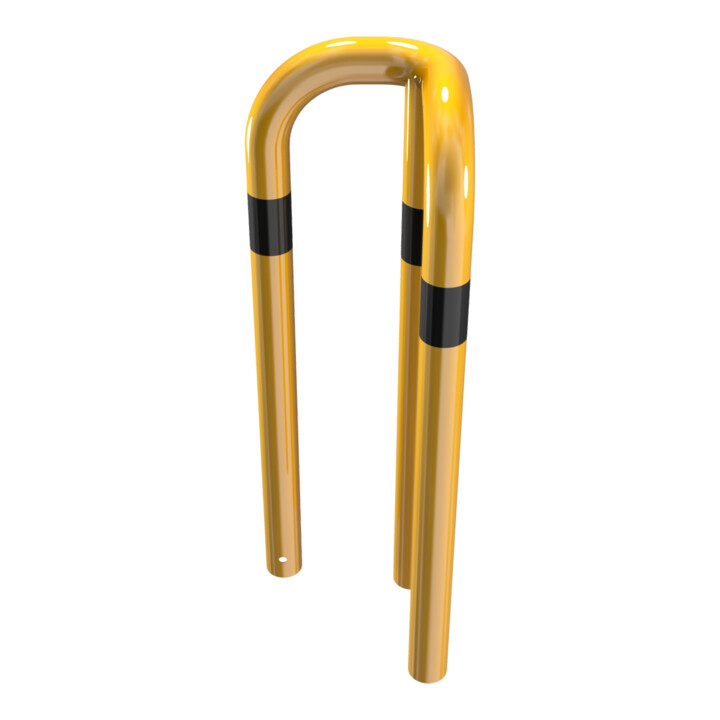 Schake Schutzwinkel 90°, Ø76 mm, 350 mm x 350 mm, Höhe über Flur 650mm, zum Einbetonieren, gelb / schwarz