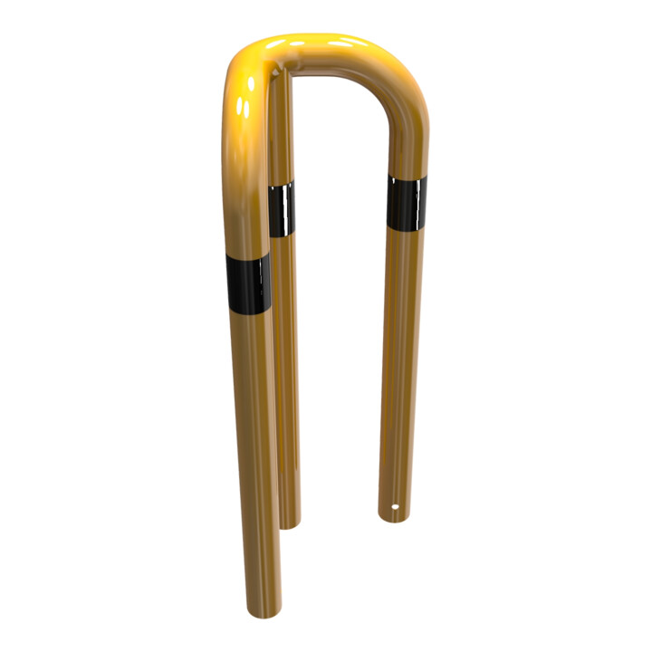 Schake Schutzwinkel 90°, Ø76 mm, 350 mm x 350 mm, Höhe über Flur 650mm, zum Einbetonieren, gelb / schwarz