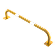 Schake Sicherheitsgriffe Stahlrohr Ø48x2,5mm für Öffnungen im Wand, Treppenbereich Bügel in U, Form + Halteplatten 100 x 150 mm, + schwarzen Warnstreifen Höhe: 1200 mm Tiefe: 250 mm