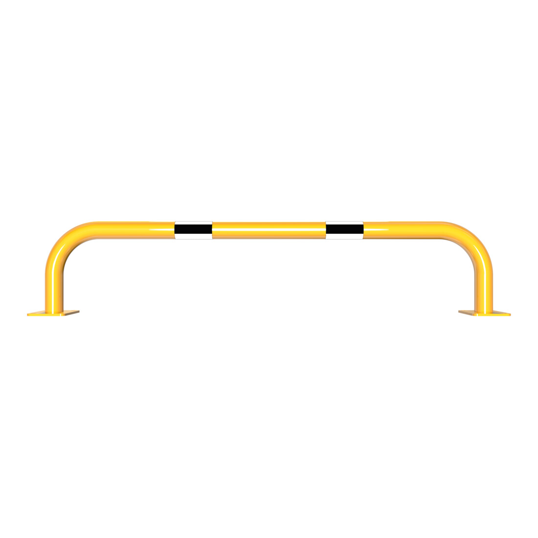 Schake Sicherheitsgriffe Stahlrohr Ø48x2,5mm für Öffnungen im Wand, Treppenbereich Bügel in U, Form + Halteplatten 100 x 150 mm, + schwarzen Warnstreifen Höhe: 1200 mm Tiefe: 250 mm