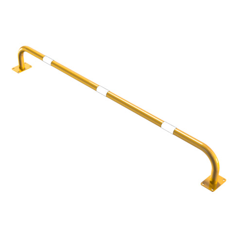 Schake Sicherheitsgriffe Stahlrohr Ø48x2,5mm für Öffnungen im Wand, Treppenbereich Bügel in U, Form + Halteplatten 100 x 150 mm, + schwarzen Warnstreifen Höhe: 2000 mm Tiefe: 250 mm