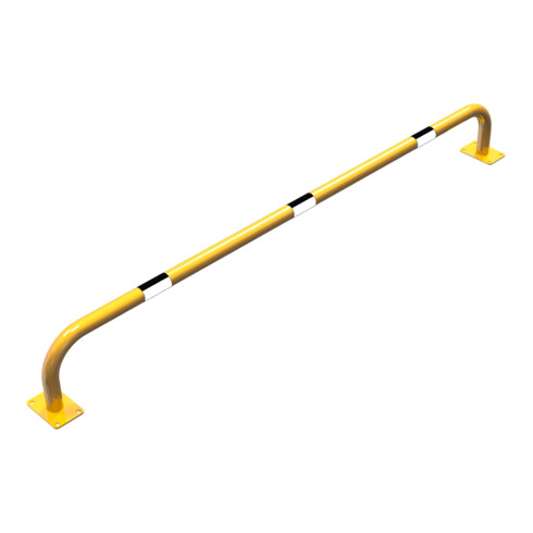 Schake Sicherheitsgriffe Stahlrohr Ø48x2,5mm für Öffnungen im Wand, Treppenbereich Bügel in U, Form + Halteplatten 100 x 150 mm, + schwarzen Warnstreifen Höhe: 2000 mm Tiefe: 250 mm
