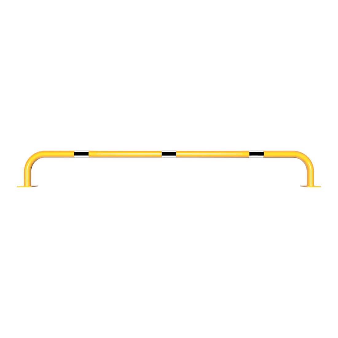 Schake Sicherheitsgriffe Stahlrohr Ø48x2,5mm für Öffnungen im Wand, Treppenbereich Bügel in U, Form + Halteplatten 100 x 150 mm, + schwarzen Warnstreifen Höhe: 2000 mm Tiefe: 250 mm