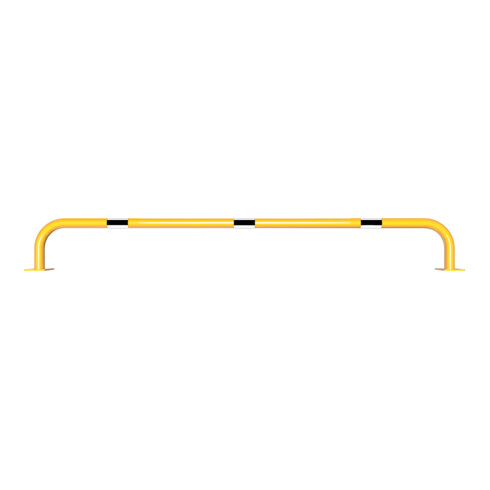 Schake Sicherheitsgriffe Stahlrohr Ø48x2,5mm für Öffnungen im Wand, Treppenbereich Bügel in U, Form + Halteplatten 100 x 150 mm, + schwarzen Warnstreifen Höhe: 2000 mm Tiefe: 250 mm