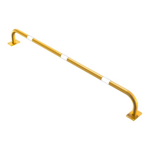Schake Sicherheitsgriffe Stahlrohr Ø48x2,5mm für Öffnungen im Wand, Treppenbereich Bügel in U, Form + Halteplatten 100 x 150 mm, + schwarzen Warnstreifen Höhe: 2000 mm Tiefe: 250 mm