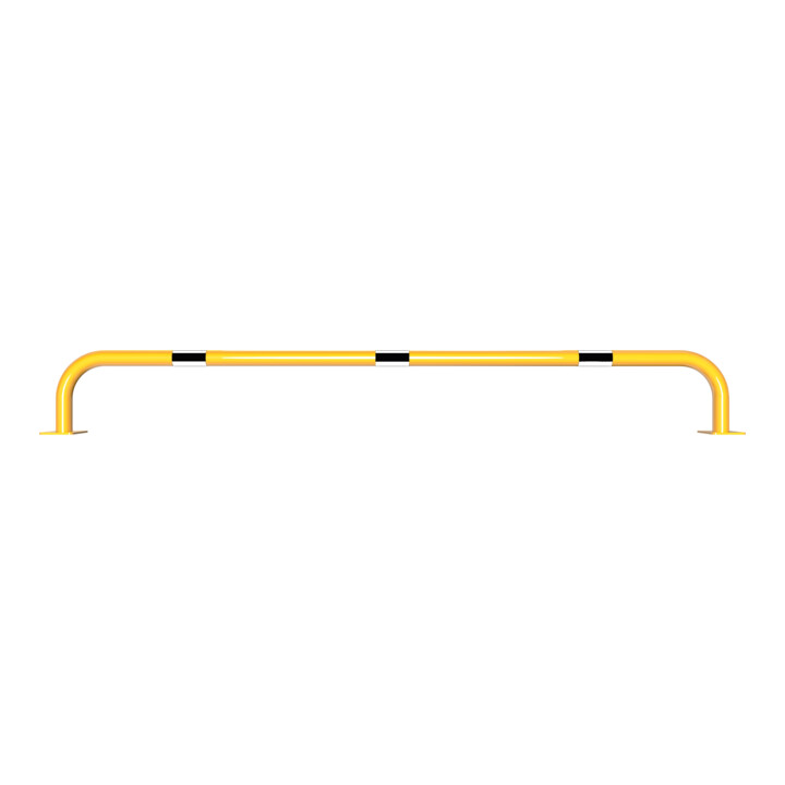 Schake Sicherheitsgriffe Stahlrohr Ø48x2,5mm für Öffnungen im Wand, Treppenbereich Bügel in U, Form + Halteplatten 100 x 150 mm, + schwarzen Warnstreifen Höhe: 2000 mm Tiefe: 250 mm