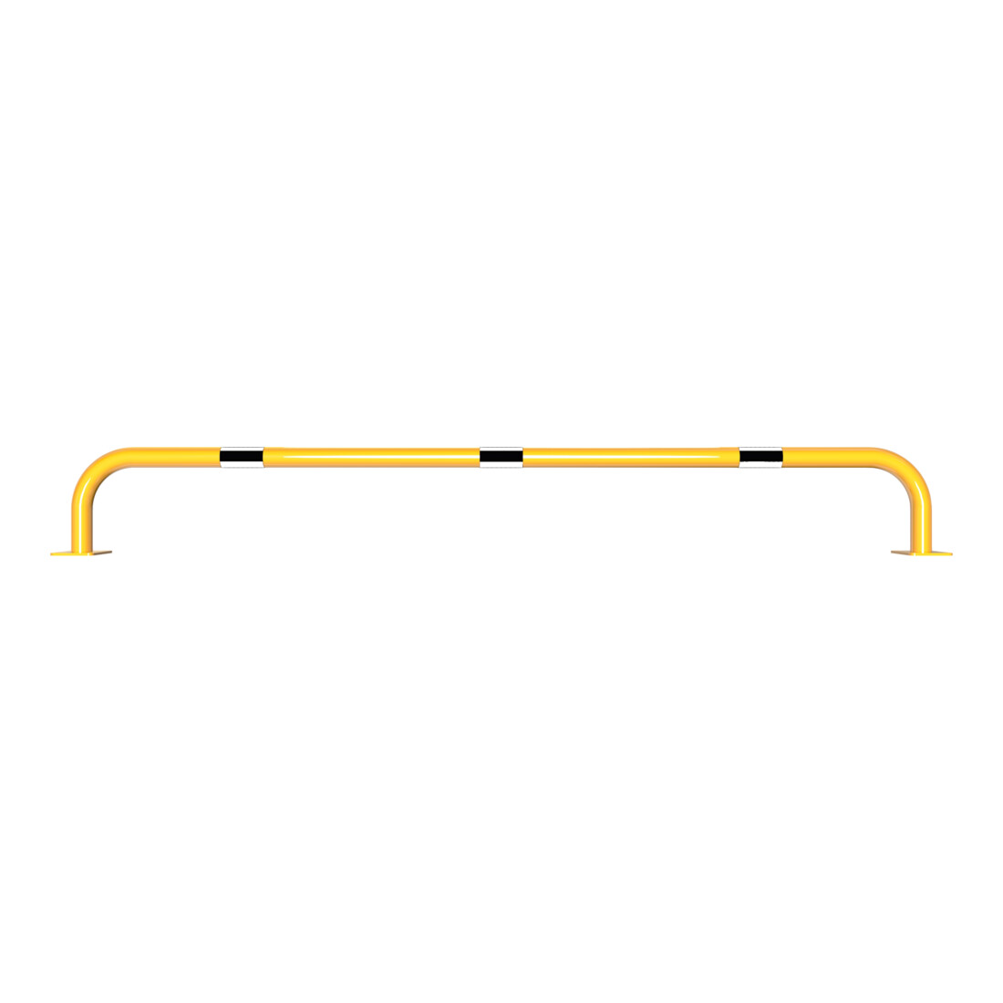 Schake Sicherheitsgriffe Stahlrohr Ø48x2,5mm für Öffnungen im Wand, Treppenbereich Bügel in U, Form + Halteplatten 100 x 150 mm, + schwarzen Warnstreifen Höhe: 2000 mm Tiefe: 250 mm