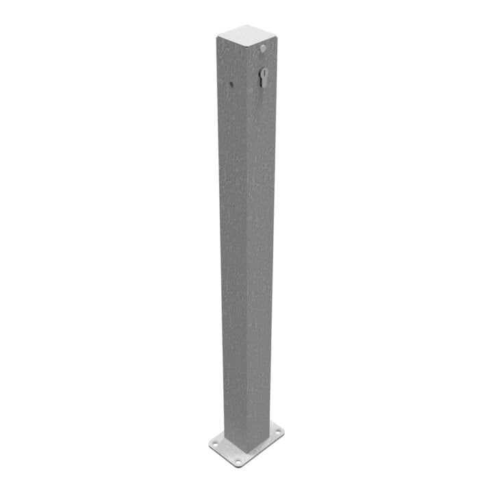 Schake Sperrkettenpfosten 4711P Vierkantrohr 70x70mm, Überflur 900 mm + Schließmechanik, Profilzylinderschloß, feuerverzinkt