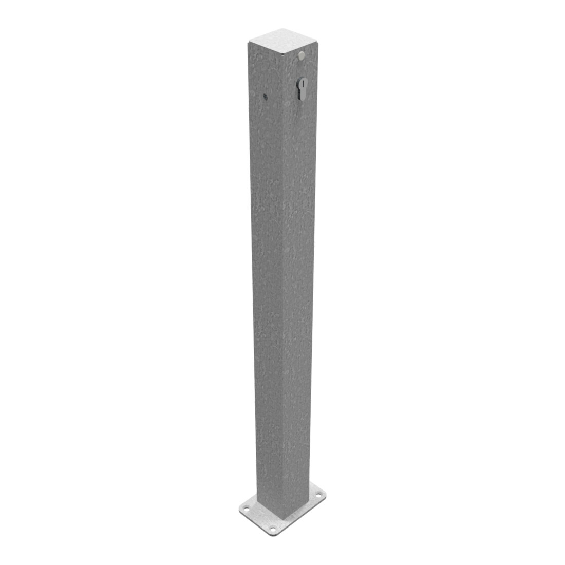 Schake Sperrkettenpfosten 4711P Vierkantrohr 70x70mm, Überflur 900 mm + Schließmechanik, Profilzylinderschloß, feuerverzinkt