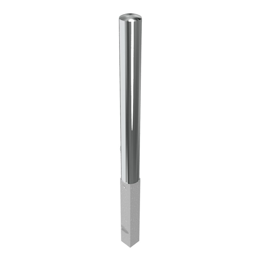 Schake Sperrpfosten aus Edelstahl Typ 40103F Ø 102mm, herausnehmbar, geschliffen + Dreikantverschluß + Bodenhülse