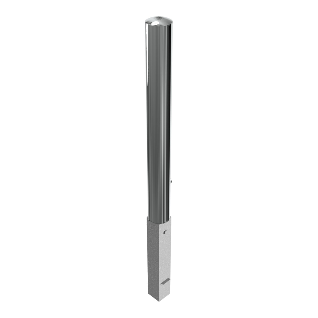 Schake Sperrpfosten aus Edelstahl Typ 40103F Ø 102mm, herausnehmbar, geschliffen + Dreikantverschluß + Bodenhülse