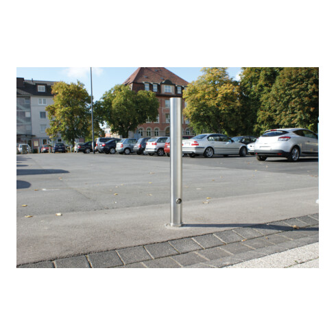 Schake Sperrpfosten aus Edelstahl Typ 40103P Ø 102mm, ortsfest zum Aufdübeln geschliffen