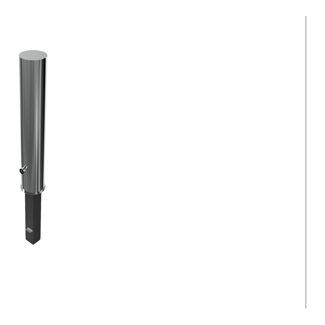Schake Sperrpfosten aus Edelstahl Typ 40154F Ø 154mm, herausnehmbar, geschliffen + Dreikantverschluß + Bodenhülse