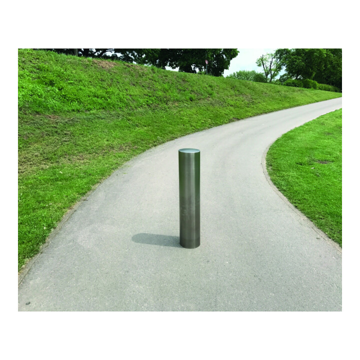 Schake Sperrpfosten aus Edelstahl Typ 40154P Ø 154mm, ortsfest Aufdübeln Überflur 600mm, geschliffen