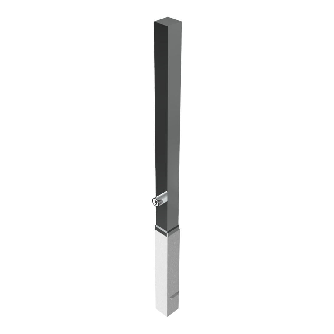 Schake Sperrpfosten aus Edelstahl Typ 4070F, herausnehmbar-, 70x70mm + Dreikantverschluß incl.feuerverz.Bodenhülse