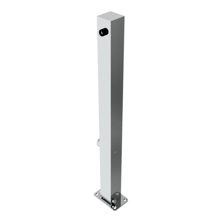 Schake Sperrpfosten aus Edelstahl Typ 4070FU, umlegbar-, 70x70mm + Dreikantverschluß zum Aufdübeln