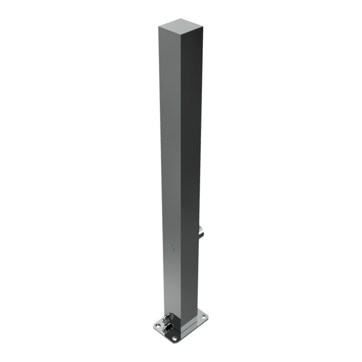 Schake Sperrpfosten aus Edelstahl Typ 4070FU, umlegbar-, 70x70mm + Dreikantverschluß zum Aufdübeln