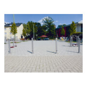 Schake Sperrpfosten aus Edelstahl Typ 4070FUH, umlegbar-, 70x70mm + Dreikantverschluß zum Einbetonieren-2